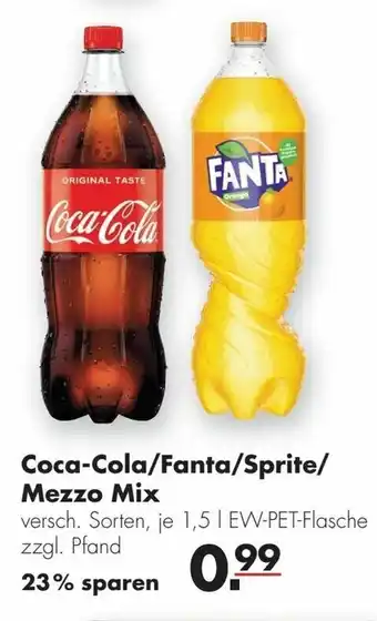 Handelshof Coca Cola, Fanta, Sprite oder Mezzo Mix 1,5L Angebot