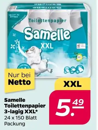 NETTO Samelle Toilettenpapier 3-lagig, XXL 24x150 Blatt Angebot