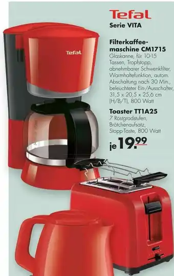 Handelshof Tefal Filterkaffeemaschine CM1715 oder Toaster TT1A25 Angebot