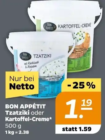 NETTO Bon Appétit Tzatziki oder Kartoffel Creme 500 g Angebot