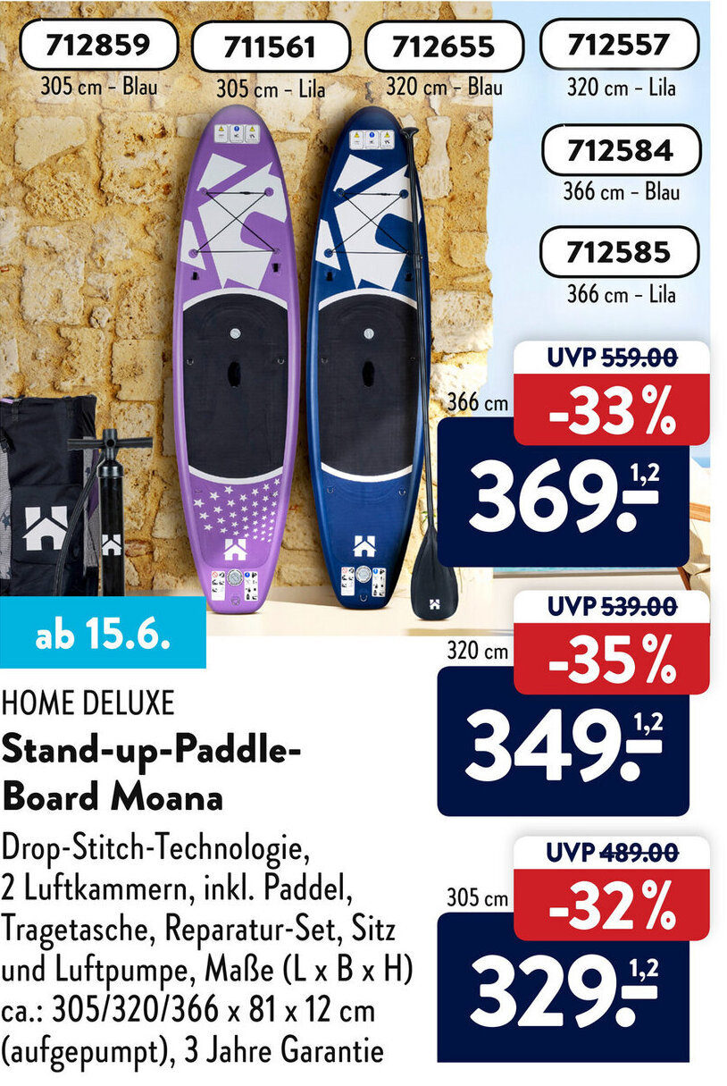 Home Deluxe Stand up Paddle Board Moana Angebot bei Aldi Süd