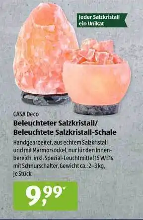 Aldi Süd Casa Deco Beleuchteter Salzkristall / Beleuchtete Salzkristall-schale Angebot