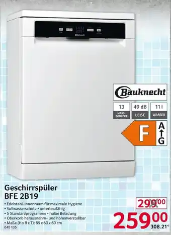 Selgros Bauknecht Geschirrspüler BFE 2B19 Angebot