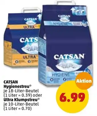 PENNY Catsan Hygienestreu 18 Liter oder Ultra Klumpstreu 10 Liter Beutel Angebot