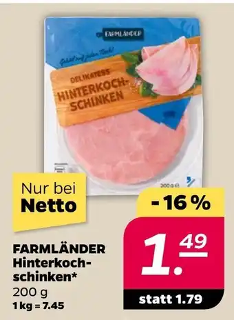 NETTO Farmlander Hinterkochschinken 200g Angebot