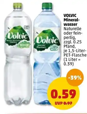 PENNY Volvic Mineralwasser 1,5 Liter PET Flasche Angebot