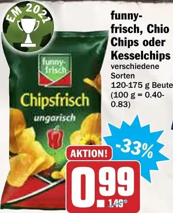 AEZ Funny Frisch, Chio Chips oder Kesselchips 120-175g Beutel Angebot