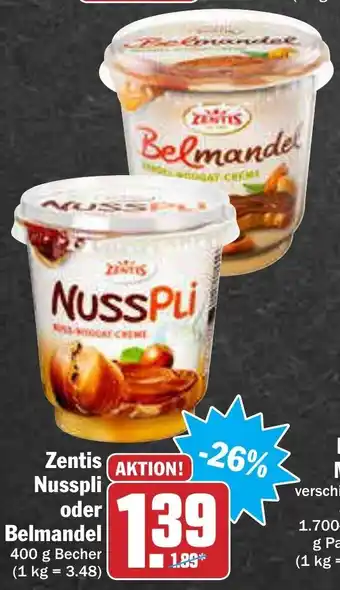 AEZ Zentis Nusspli oder Belmandel 400g Becher Angebot