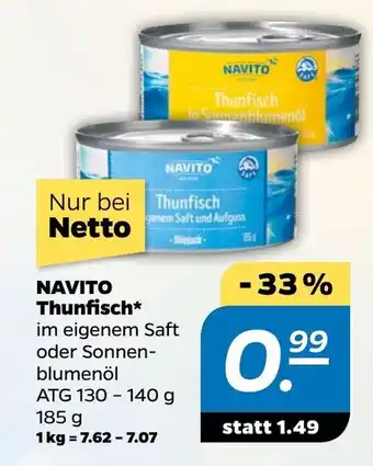 NETTO Navito Thunfisch 185g Angebot