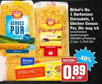 AEZ Birkel's No. 1 Hartweizen Eiernudeln, 3 Glocken Genuss Pur, Die mag ich 350 - 500 g Angebot