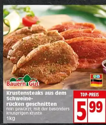 Elli Markt Bauern Gut Krustensteaks aus dem Schweinerucken geschnitten 1kg Angebot