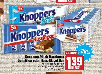 AEZ Knopper Milch Haselnuss Schnitten oder Nuss Riegel 5er Angebot