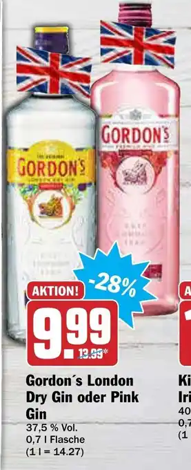 AEZ Gordon's London Dry Gin oder Pink Gin 0,7L Angebot