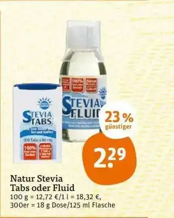 tegut Natur Stevia Tabs Oder Fluid 18g/125ml Angebot