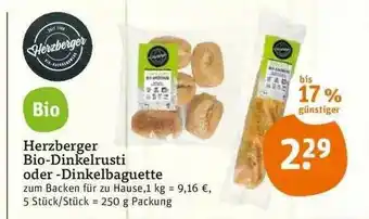 tegut Herzberger Bio Dinkelrusti Oder Dinkelbaguette 250g Angebot