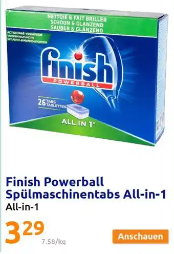 Action Finish Powerball Spulmaschinentabs All-in-1 26st Angebot