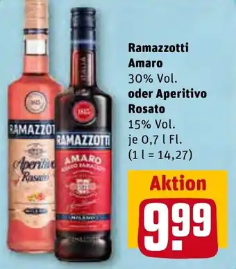 REWE Kaufpark Ramazzotti Amaro oder Aperitivo Rosato 0,7 L Fl. Angebot