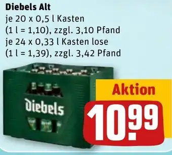 REWE Kaufpark Diebels Alt 20x0,5 L/24x0,33 L Kasten Angebot