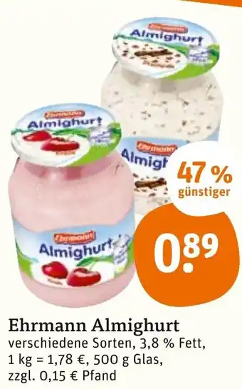 tegut Ehrmann Almighurt 500 g Glas Angebot