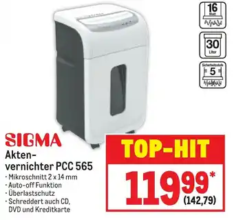 METRO Sigma Aktenvernichter PCC 565 Angebot