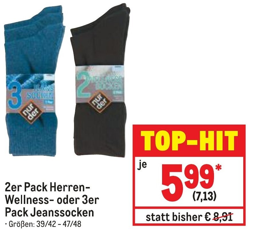 2er Pack Herren Wellness oder 3er Pack Jeanssocken Angebot bei METRO