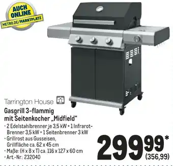 METRO Tarrington House Gasgrill 3-flammig mit Seitenkocher ,,Midfield" Angebot