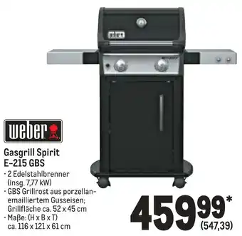 METRO Weber Gasgrill Spirit E-215 GBS Angebot