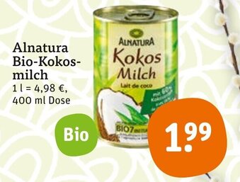 tegut Alnatura Bio Kokosmilch 400 ml Dose Angebot