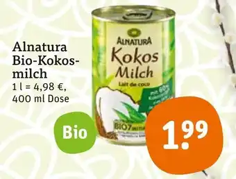 tegut Alnatura Bio Kokosmilch 400 ml Dose Angebot