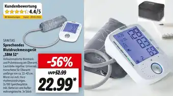 Lidl Sanitas sprechendes blutdruckmessgerät „sbm 52“ Angebot