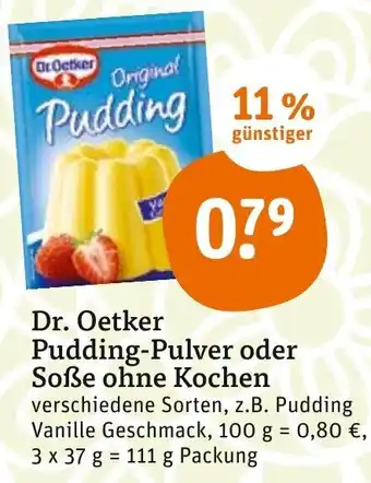 tegut Dr. Oetker Pudding Pulver oder Soße ohne Kochen Angebot