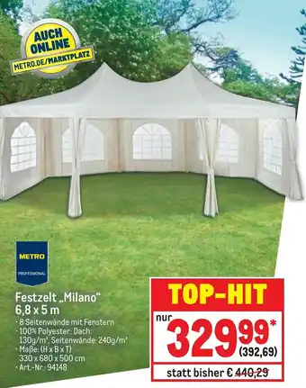 METRO Metro Professional Festzelt ,,Milano" 6,8 x 5 m Angebot