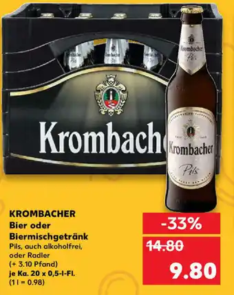 Kaufland Krombacher Bier oder Biermischgetränk 20x0,5L Angebot