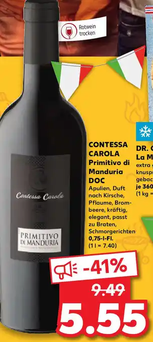 Kaufland Contessa Carola Primitivo di Manduria DOC 0,75L Angebot