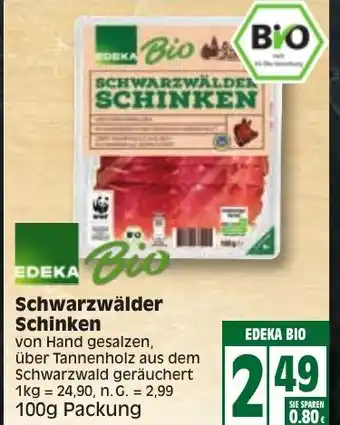 Edeka Edeka Bio Schwarzwälder Schinken 100g Packung Angebot