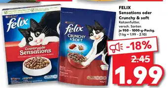 Kaufland Felix Sensations oder Crunchy & soft 950-1000g Angebot