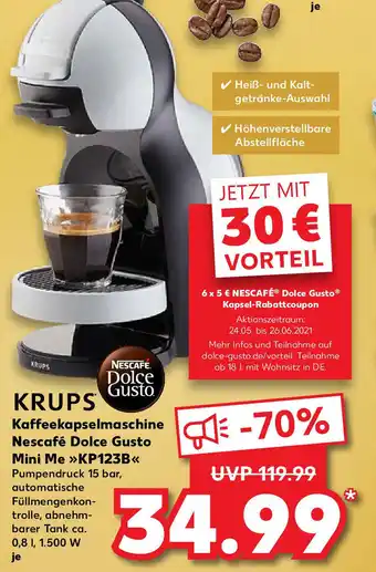 Kaufland Krups Kaffeekapselmaschine Nescafé Dolce Gusto Mini Me KP123B Angebot