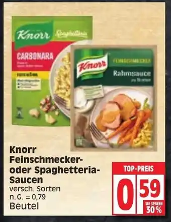 Edeka Knorr Feinschmecker oder Spaghetteria Saucen Angebot