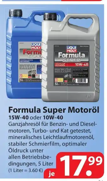 Famila Nord Ost LIQUI MOLY Formula Super Motorol 15W-40 oder 10W-40 5L Angebot