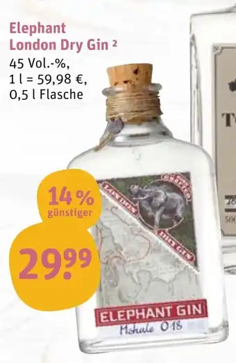 tegut Elephant London Dry Gin 0,5 L Angebot