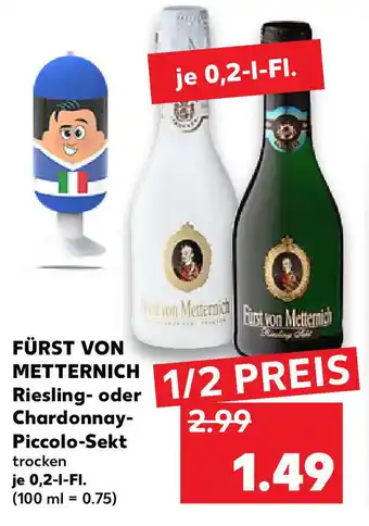 Kaufland Fürst von Metternich Riesling oder Chardonnay Piccolo Sekt 0,2L Angebot
