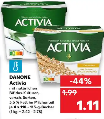 Kaufland Danone Activia 4 x 110-115 g Becher Angebot