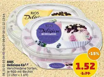 PENNY Rios Delizioso Eis 900ml Becher Angebot