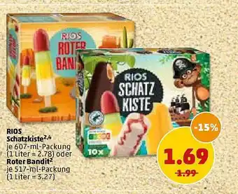 PENNY Rios Schatzkiste  607ml Oder Roter Bandit 517ml Angebot