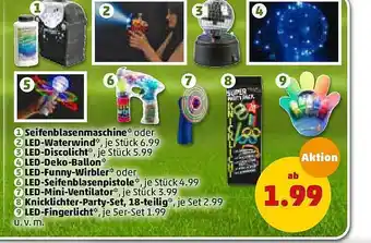 PENNY Seifenblasenmaschine, Led Waterwind, Led Discolicht, Led-deko-ballon, Led-funny-wirbler, Led-seifenblasenpistole Angebot