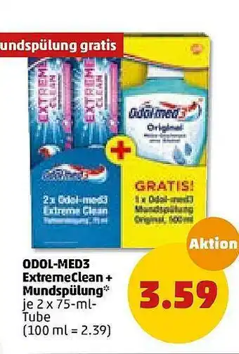 PENNY Odol Med3 Extremeclean+ Mundspulung 2x75ml Angebot