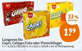 tegut Langnese Eis Capri, Calippo Cola oder Flutschfinger Angebot