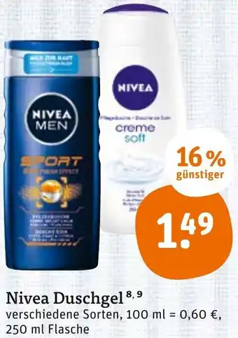 tegut Nivea Duschgel 250 ml Angebot