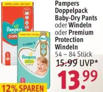 Rossmann Pampers Doppelpack Baby Dry Pants oder Windeln oder Premium Protection Windeln Angebot