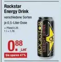 V Markt Rockstar Energy Drink 0,5L Angebot